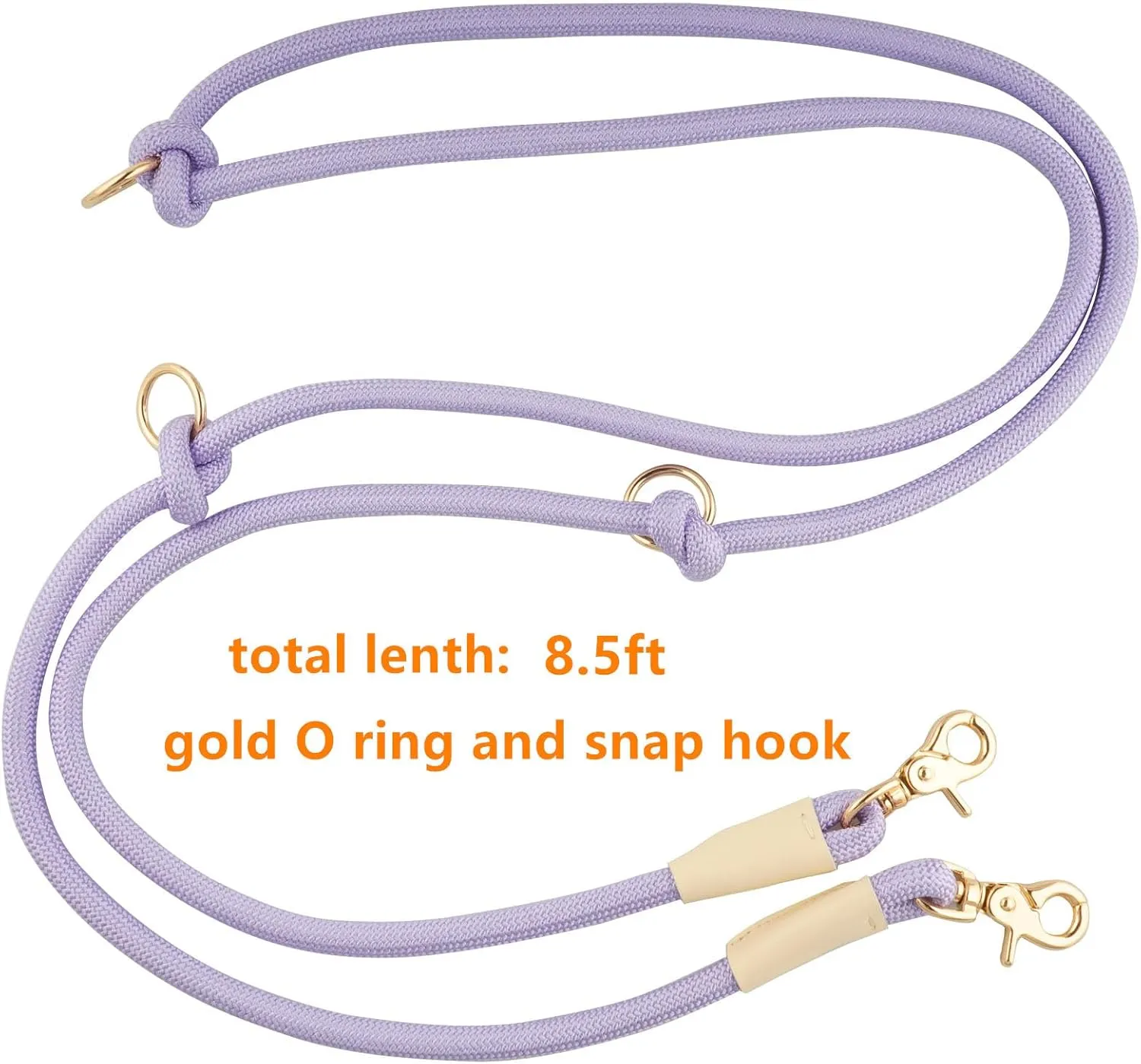 8.5ft Hands Free Nylon Rope Leash - Adjustable Crossbody Dog Walking Leash