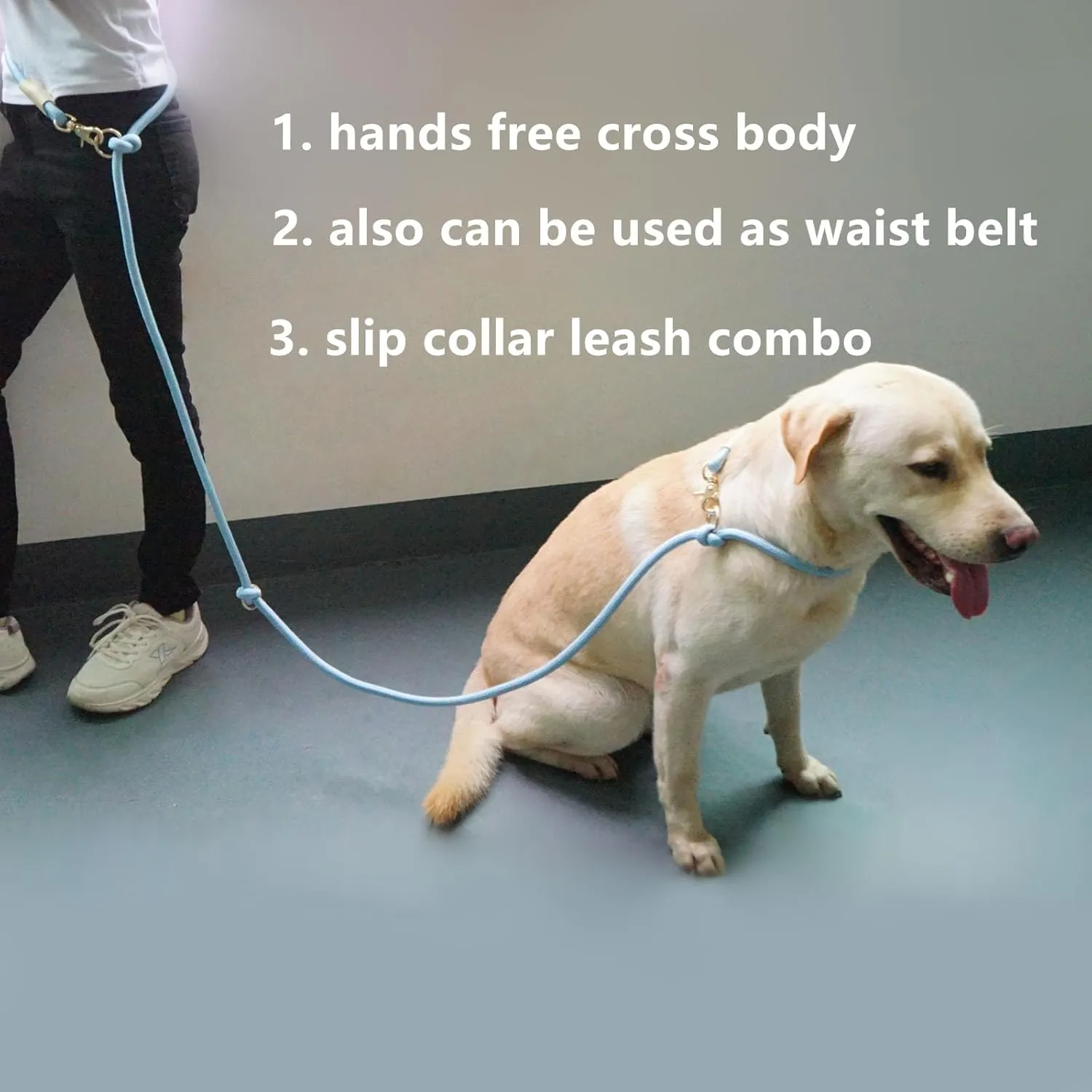 8.5ft Hands Free Nylon Rope Leash - Adjustable Crossbody Dog Walking Leash
