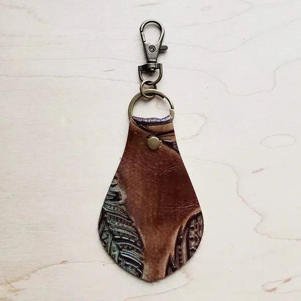 Authentic Leather Keychain TURQUOISE FEATHER
