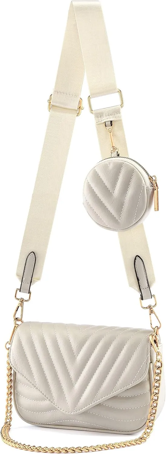Ayliss Women Multipurpose Small/Medium Crossbody Bags Shoulder Handbag Coin Purse Trendy Clutch Evening Bag PU Leather Chain