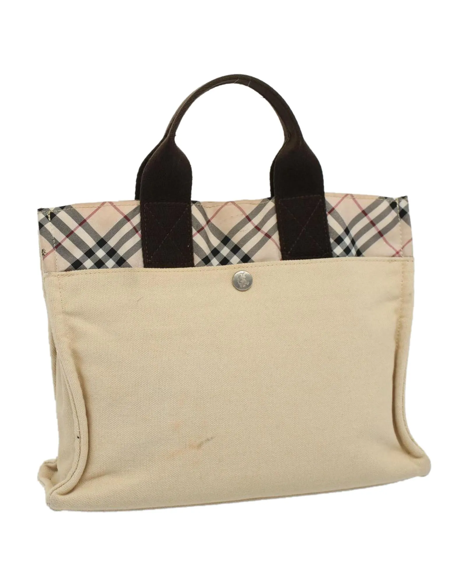 Beige Canvas Hand Bag with Nova Check Pattern