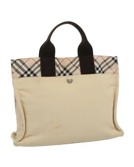 Beige Canvas Hand Bag with Nova Check Pattern