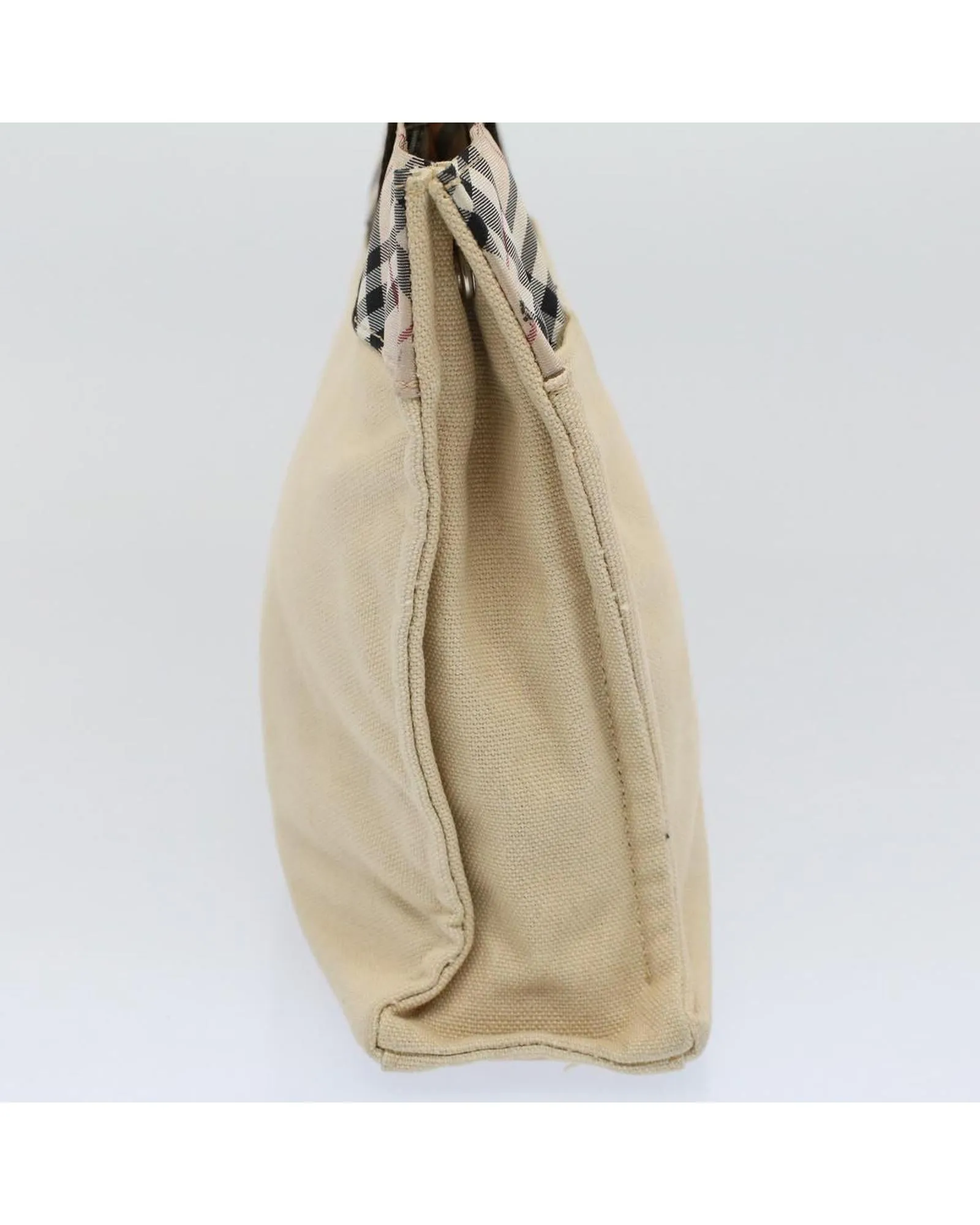 Beige Canvas Hand Bag with Nova Check Pattern