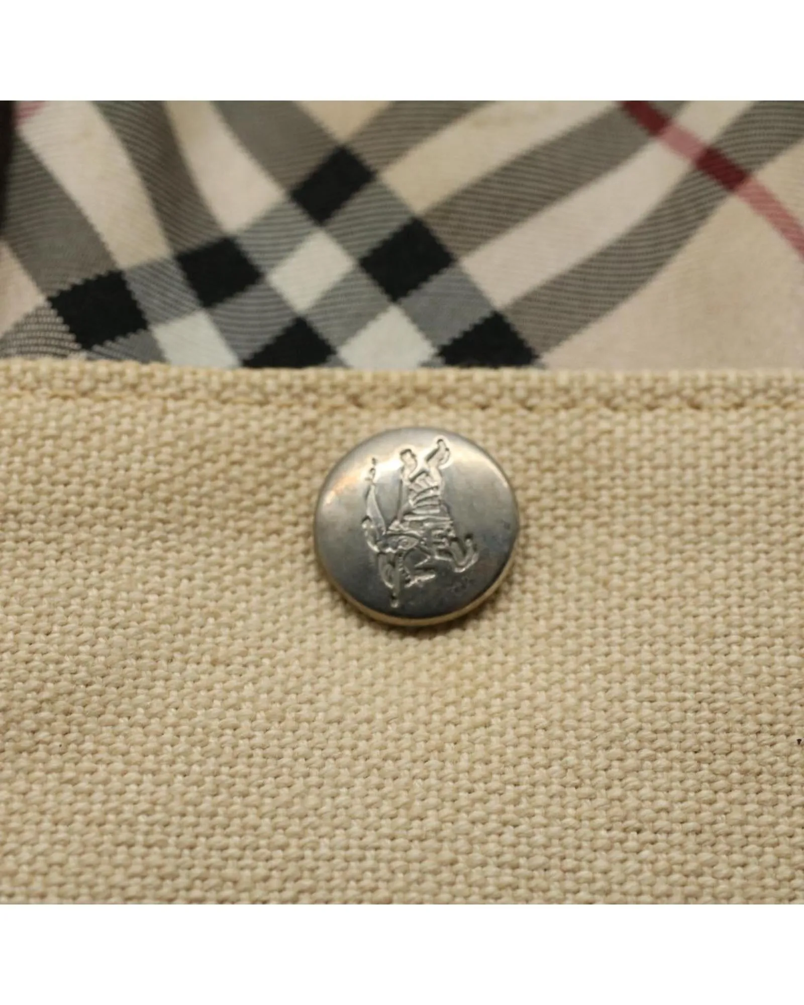 Beige Canvas Hand Bag with Nova Check Pattern