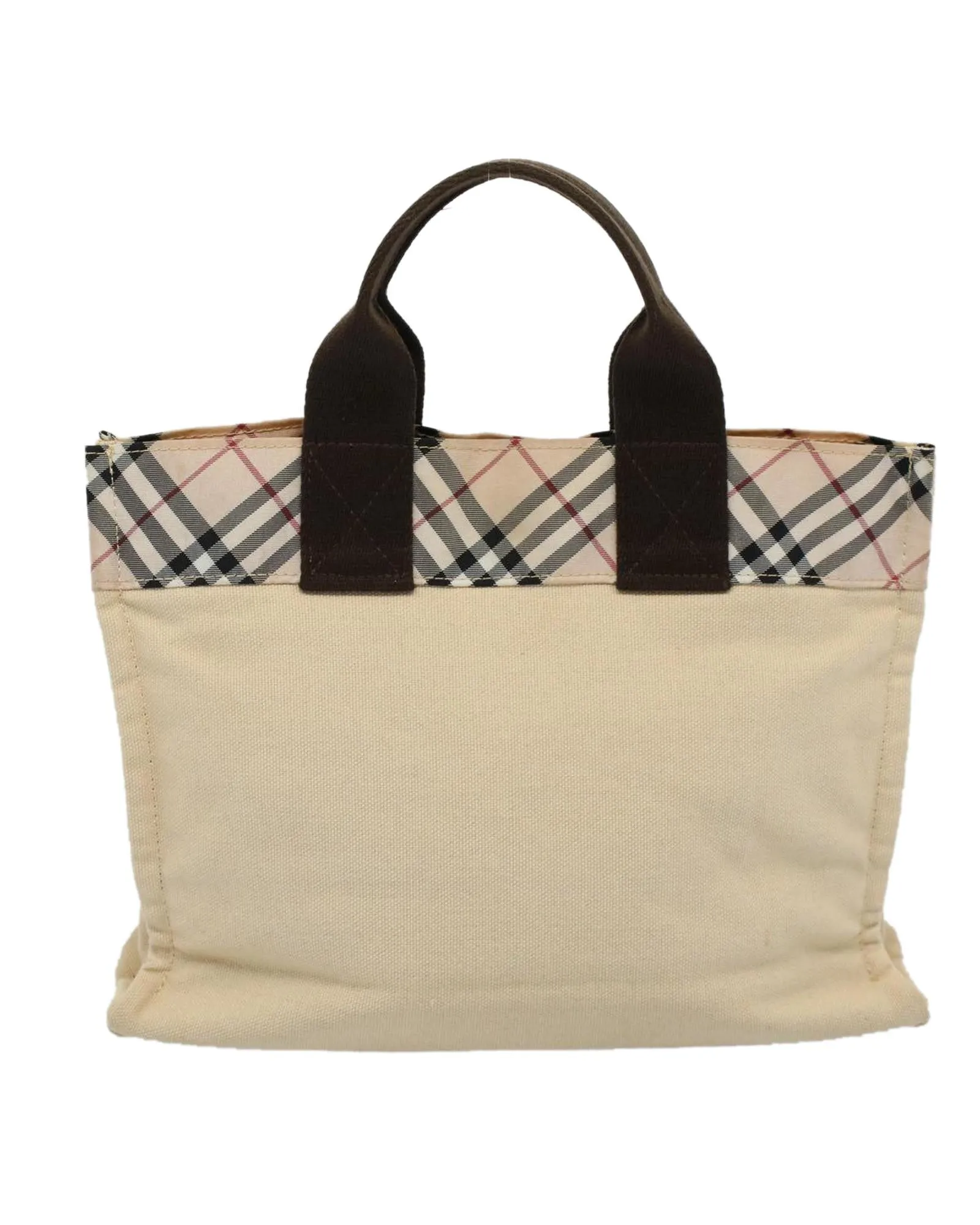 Beige Canvas Hand Bag with Nova Check Pattern