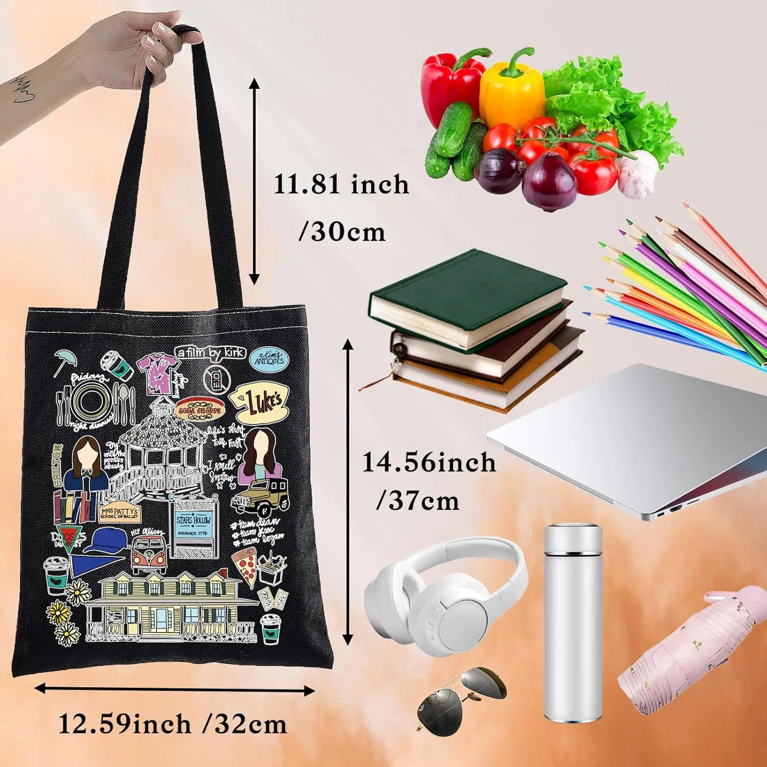BWWKTOP Luke's Diner Tote Bag Lorelai & Rory Fans Gifts Stars Hollow Lorelai Shoulder Bag