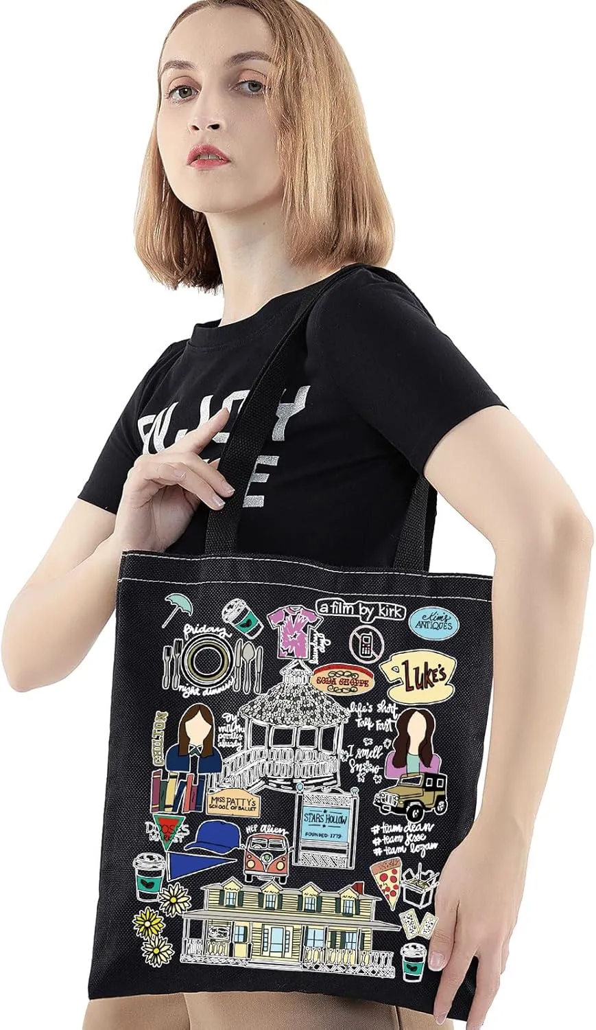 BWWKTOP Luke's Diner Tote Bag Lorelai & Rory Fans Gifts Stars Hollow Lorelai Shoulder Bag