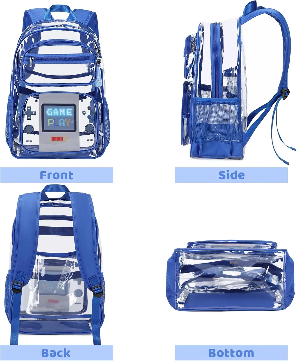 Clear Backpack for Boys Girls - 3 Pcs Clear Heavy Duty with Lunch Bag - See Through Backpack Stadium Approved