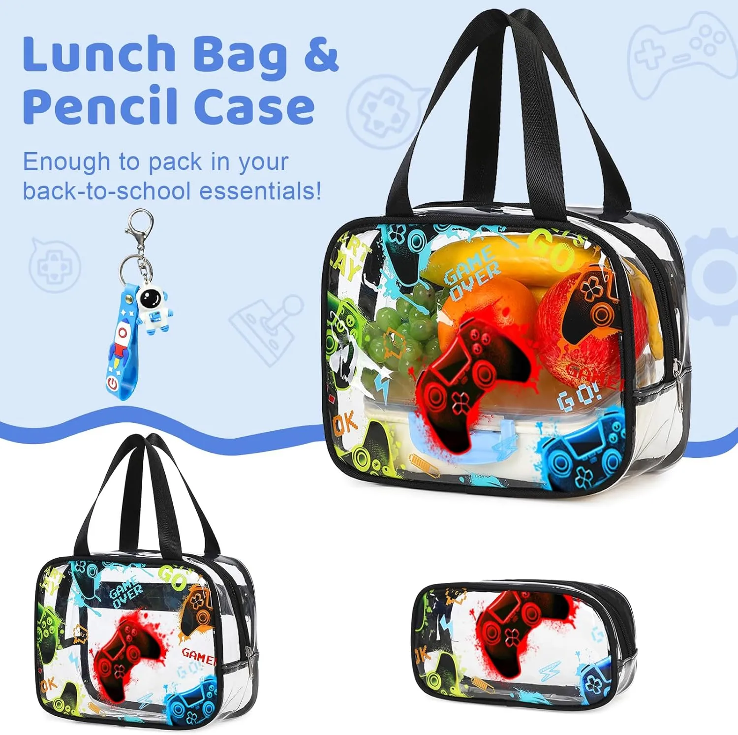 Clear Backpack for Boys Girls - 3 Pcs Clear Heavy Duty with Lunch Bag - See Through Backpack Stadium Approved