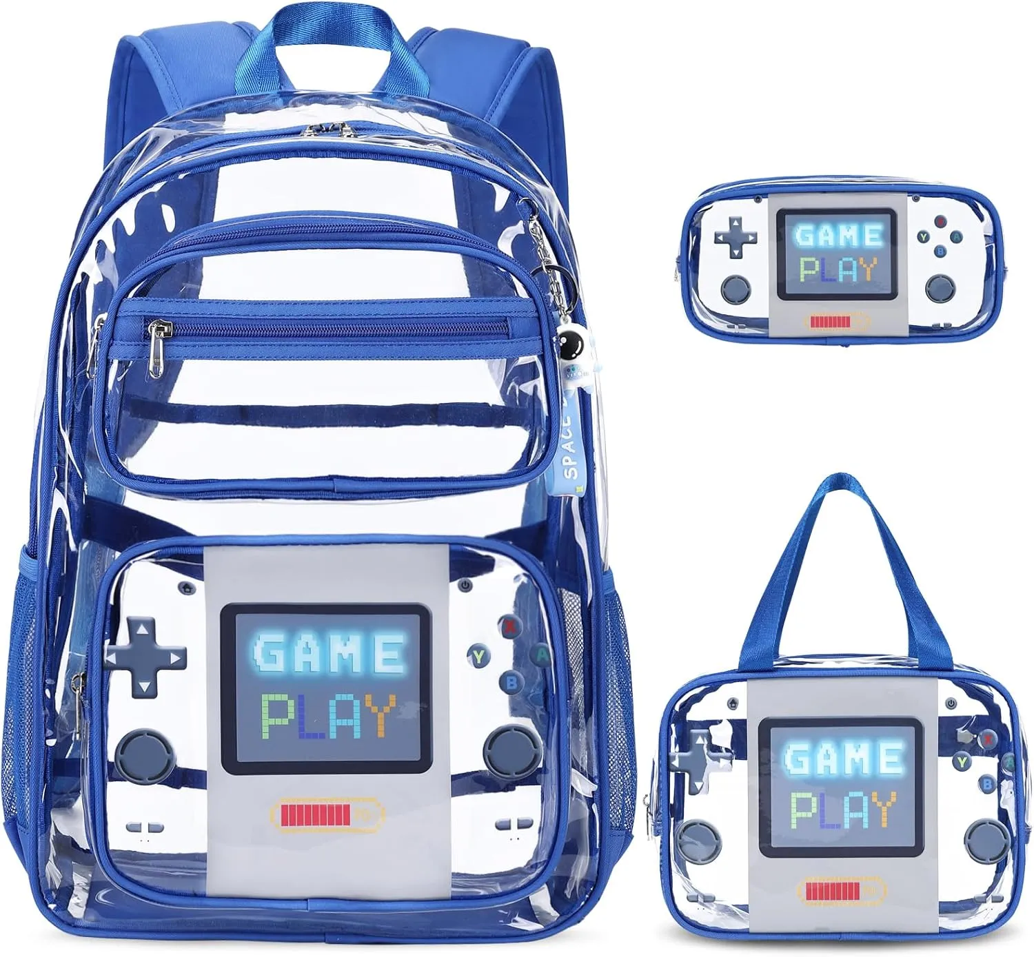 Clear Backpack for Boys Girls - 3 Pcs Clear Heavy Duty with Lunch Bag - See Through Backpack Stadium Approved