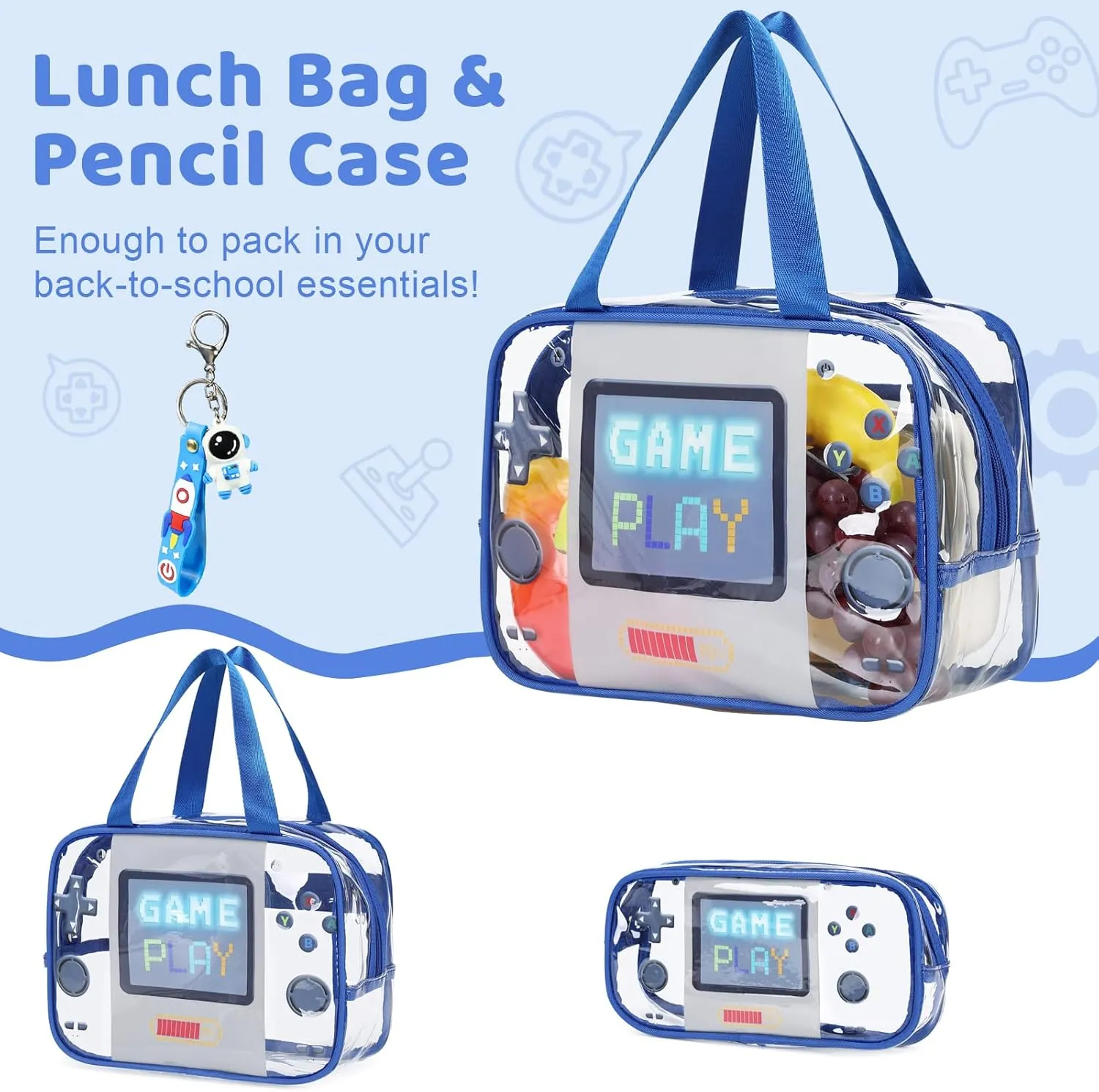 Clear Backpack for Boys Girls - 3 Pcs Clear Heavy Duty with Lunch Bag - See Through Backpack Stadium Approved
