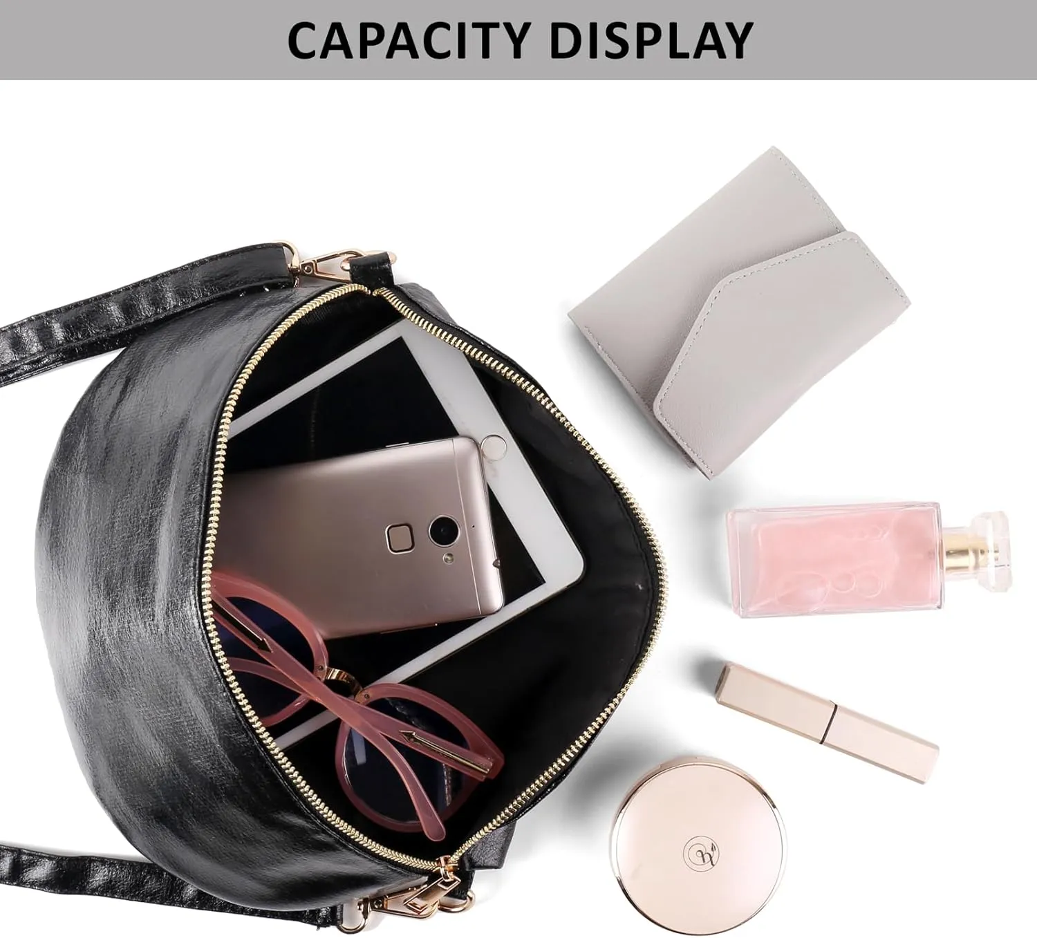Crossbody Bags for Women Fashion Sling Purse Shoulder Bag Fanny Pack Leather Causal Chest Bum Bag Cross Body Purse (Black)