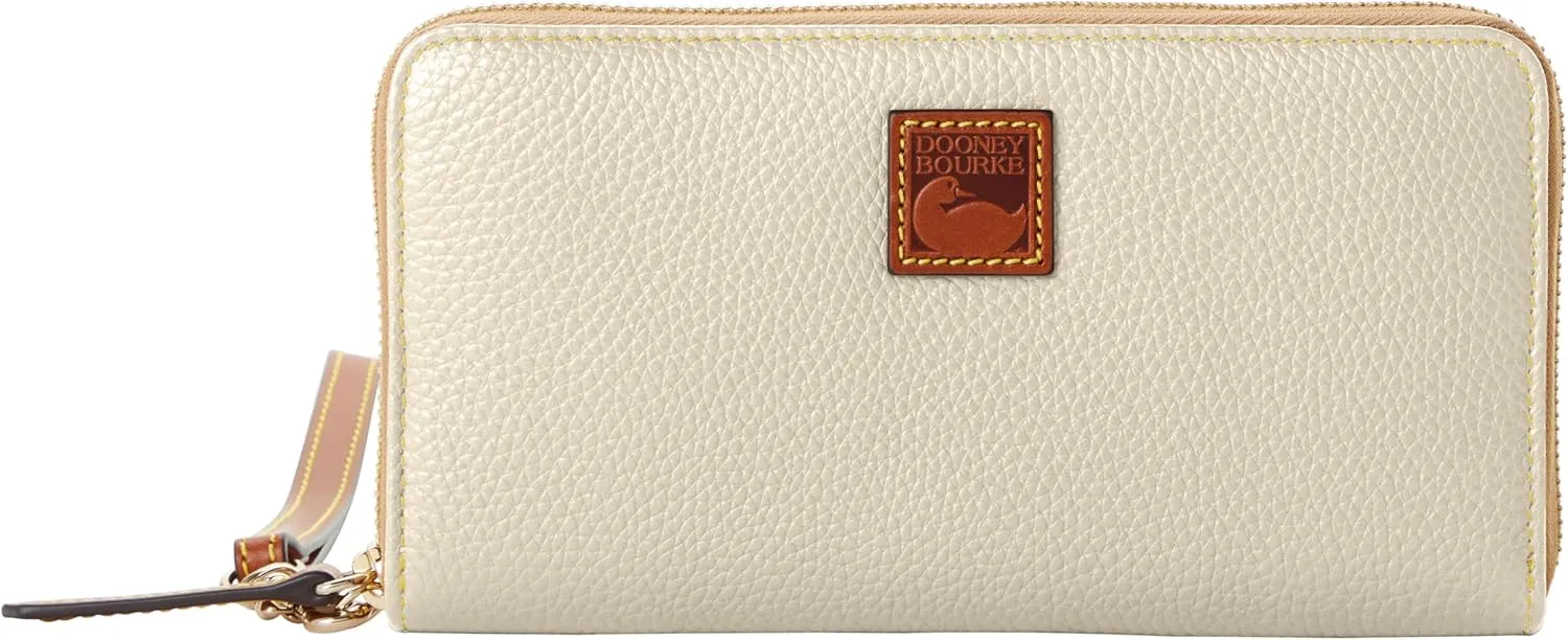 Dooney & Bourke Wallets for Women, Pebble Grain Leather Large Zip Around Wristlet with Removable Strap