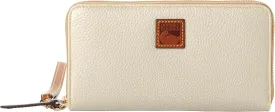 Dooney & Bourke Wallets for Women, Pebble Grain Leather Large Zip Around Wristlet with Removable Strap