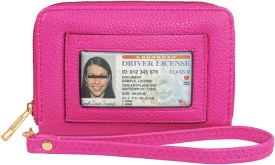 FACAI RFID Credit Card Holder for Women -Small Wristlet Wallet Women with ID Window - Card Holder Wallet Pink, FC1070