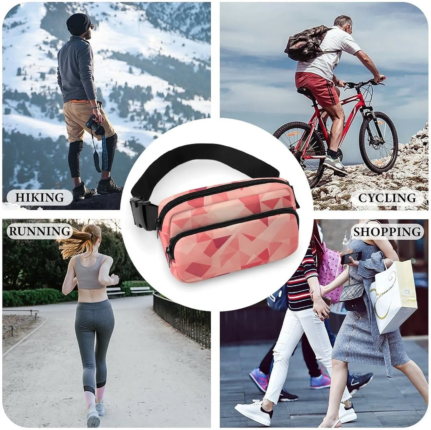 Fanny Pack for Men&Women Crossbody Waist Bag Small Sling Backpack Peach Squares of Different Shapes Belt Bag