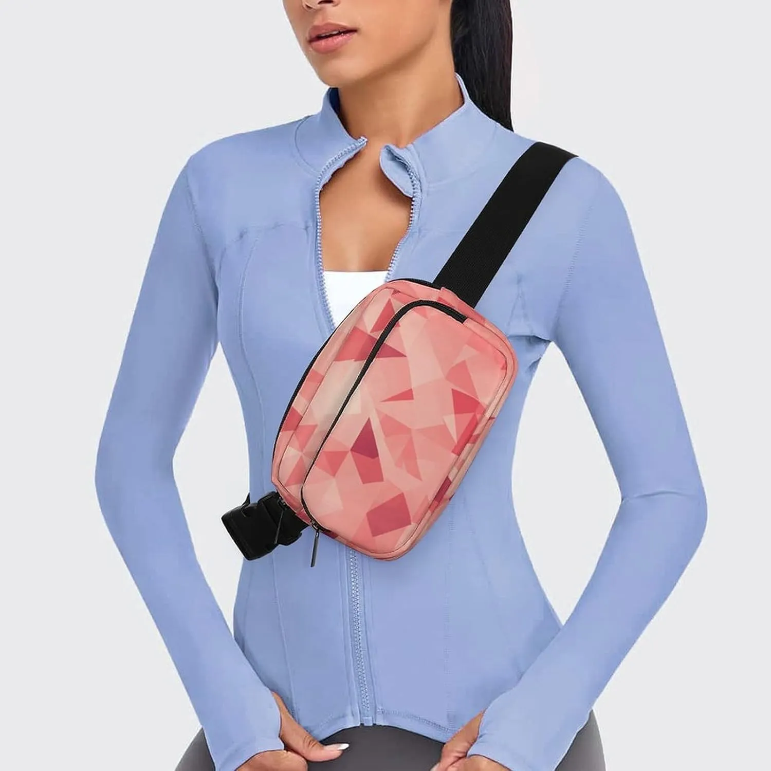 Fanny Pack for Men&Women Crossbody Waist Bag Small Sling Backpack Peach Squares of Different Shapes Belt Bag