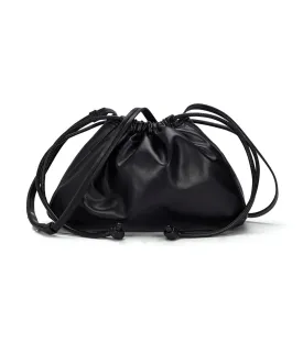 Gathered Drawstring Crossbody Bag Black Beauty
