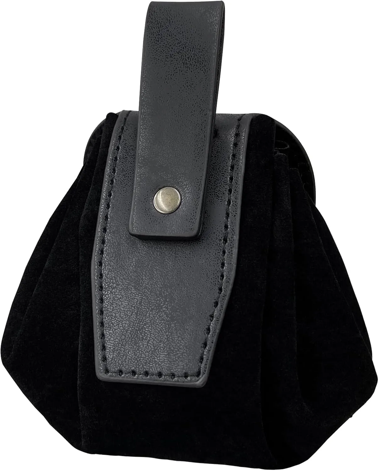 HiiFeuer Medieval Embossed Faux Leather Belt Pouch, Retro Renaissance Portable Belt Bag Coin Purse Dice Bag for LARP Ren Faire (Black A)