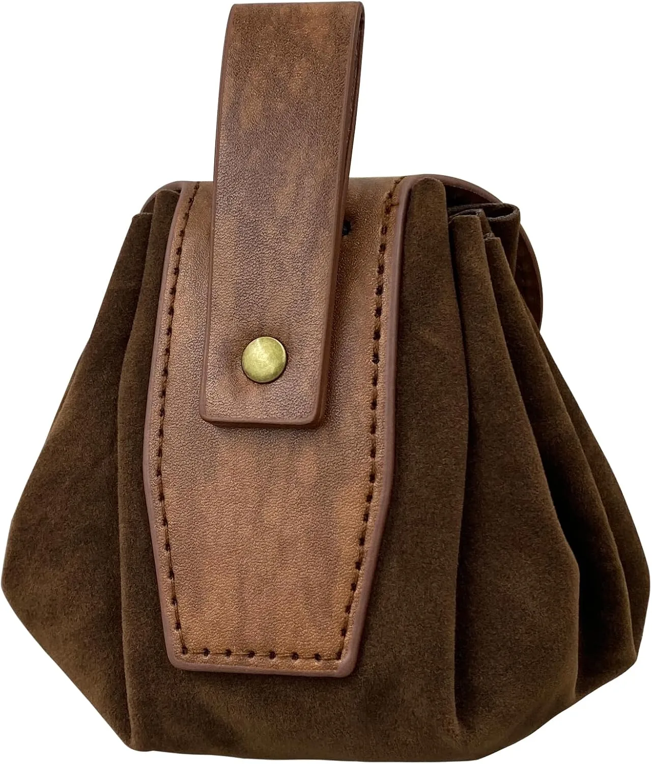 HiiFeuer Medieval Embossed Faux Leather Belt Pouch, Retro Renaissance Portable Belt Bag Coin Purse Dice Bag for LARP Ren Faire (Brown A)