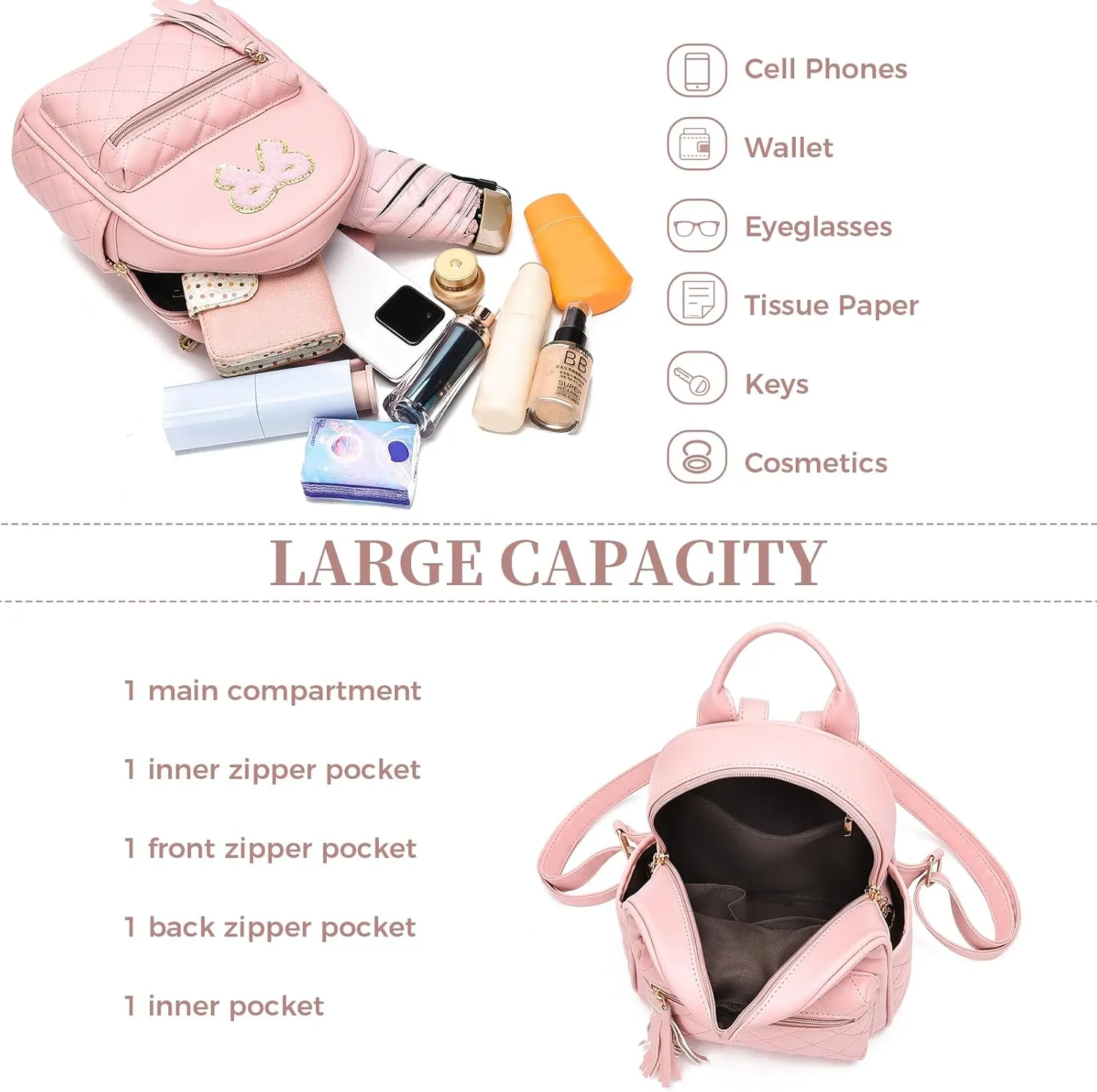 I IHAYNER Girls Bowknot Cute Leather Backpack Mini Backpack Purse for Women Small Bookbag Travel Daypacks with Charm Tassel Purple
