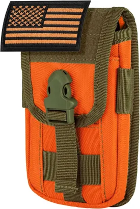 IronSeals Tactical Phone Holster Pouch, Tactical Smartphone Pouches Cellphone Case Molle Gadget Bag Molle Attachment Belt Holder Waist Bag for 4.7"-6.9" with US Flag Patch for iPhone 16 Pro/15 Pro