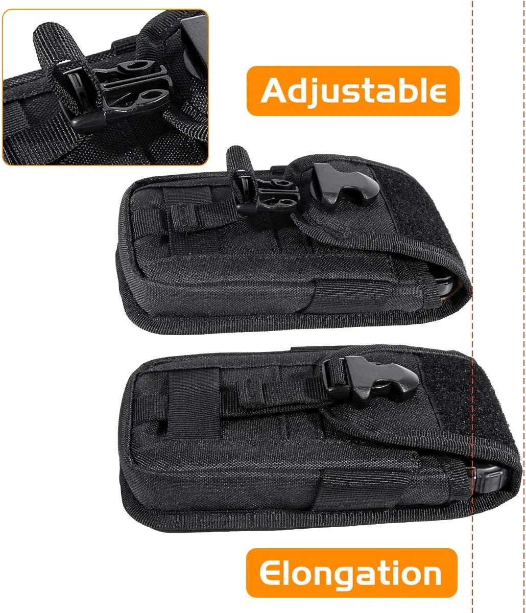 IronSeals Tactical Phone Holster Pouch, Tactical Smartphone Pouches Cellphone Case Molle Gadget Bag Molle Attachment Belt Holder Waist Bag for 4.7"-6.9" with US Flag Patch for iPhone 16 Pro/15 Pro
