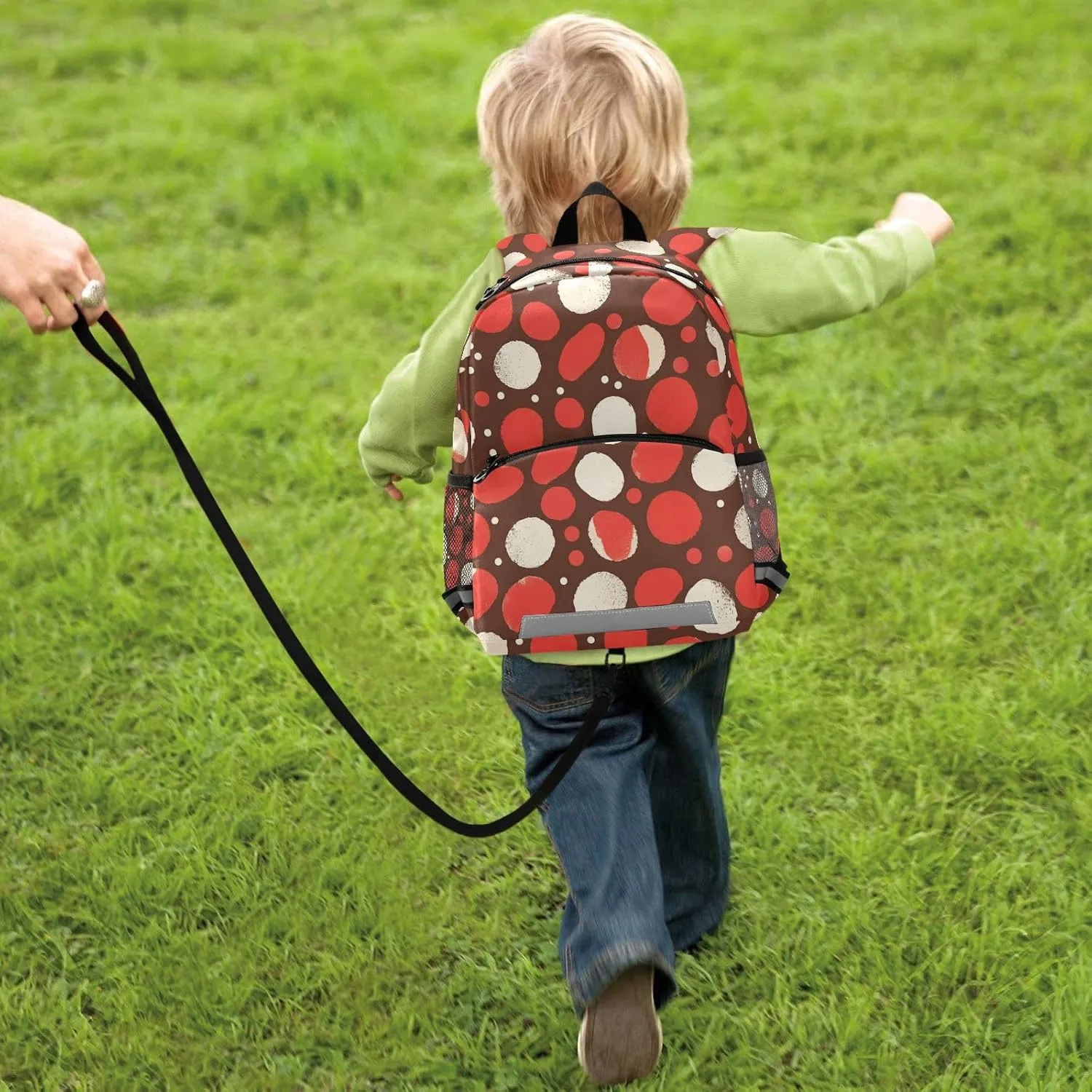 Kids Backpack, White Polka Dot Red Background Chestnut, Waterproof Bookbags for School Mini Travel