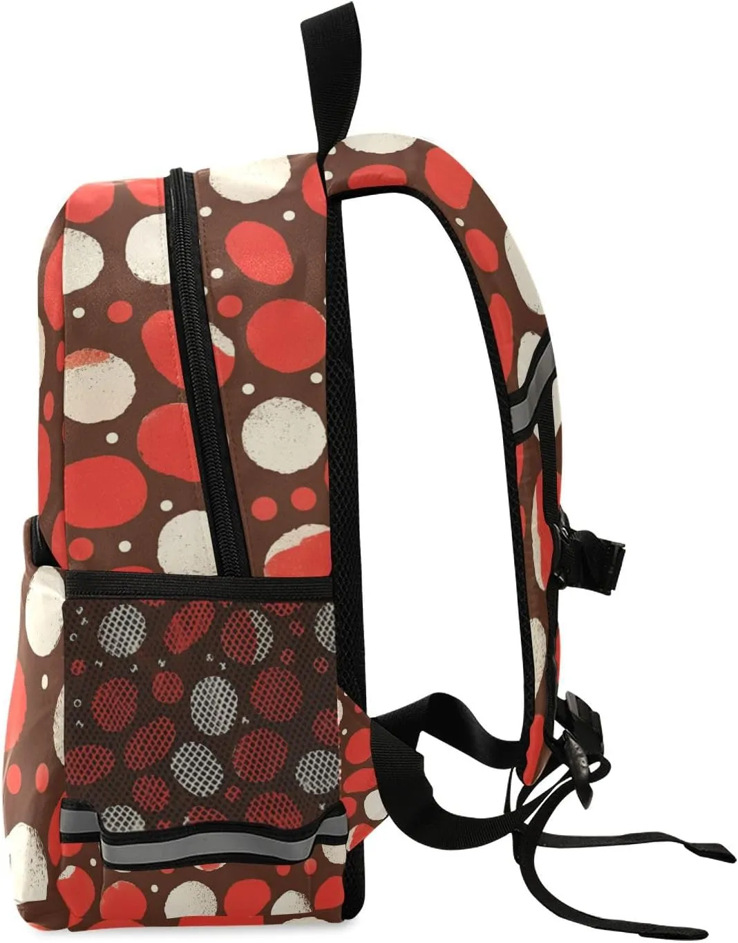 Kids Backpack, White Polka Dot Red Background Chestnut, Waterproof Bookbags for School Mini Travel