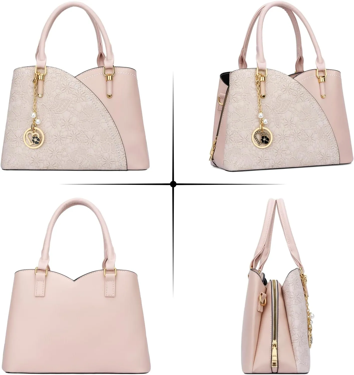 KKXIU Triple Compartments Purses and Handbags for Women Fashion Ladies Satchel Shoulder Top Handle Bag