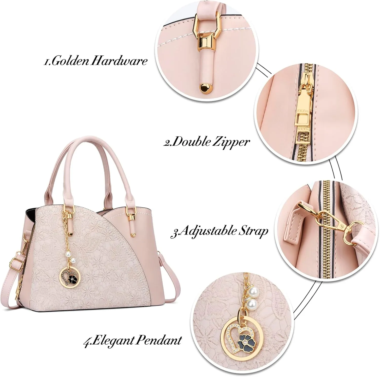 KKXIU Triple Compartments Purses and Handbags for Women Fashion Ladies Satchel Shoulder Top Handle Bag
