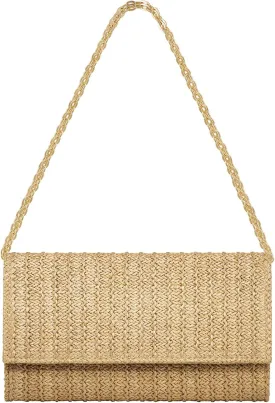Kseymeir Straw Clutch Purse Shoulder Crossbody Bag Envelope Purse Raffia Handbag for Summer Beach Travel Trendy