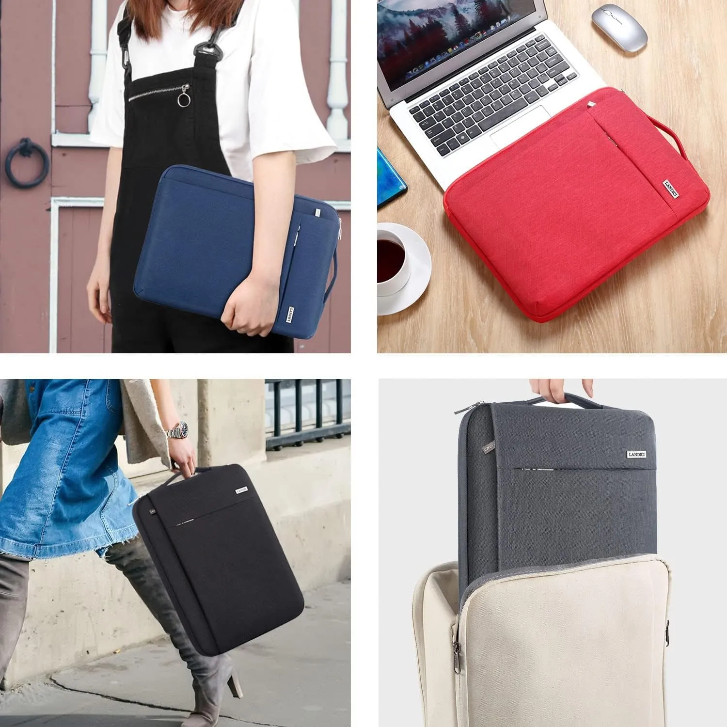 LANDICI 360 Protective Laptop Sleeve 15.6 Inch for MacBook Pro 16 M2/M1,MacBook Air 15,Computer Bag Carrying Case for 15-16 Inch HP Dell Asus Lenovo Notebook, Slim, Shockproof, Waterproof, Grey