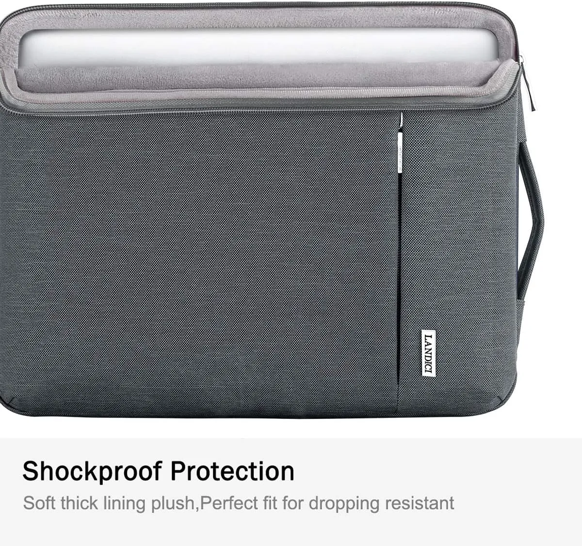 LANDICI 360 Protective Laptop Sleeve 15.6 Inch for MacBook Pro 16 M2/M1,MacBook Air 15,Computer Bag Carrying Case for 15-16 Inch HP Dell Asus Lenovo Notebook, Slim, Shockproof, Waterproof, Grey