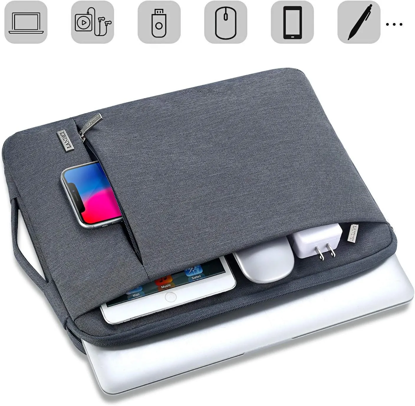 LANDICI 360 Protective Laptop Sleeve 15.6 Inch for MacBook Pro 16 M2/M1,MacBook Air 15,Computer Bag Carrying Case for 15-16 Inch HP Dell Asus Lenovo Notebook, Slim, Shockproof, Waterproof, Grey