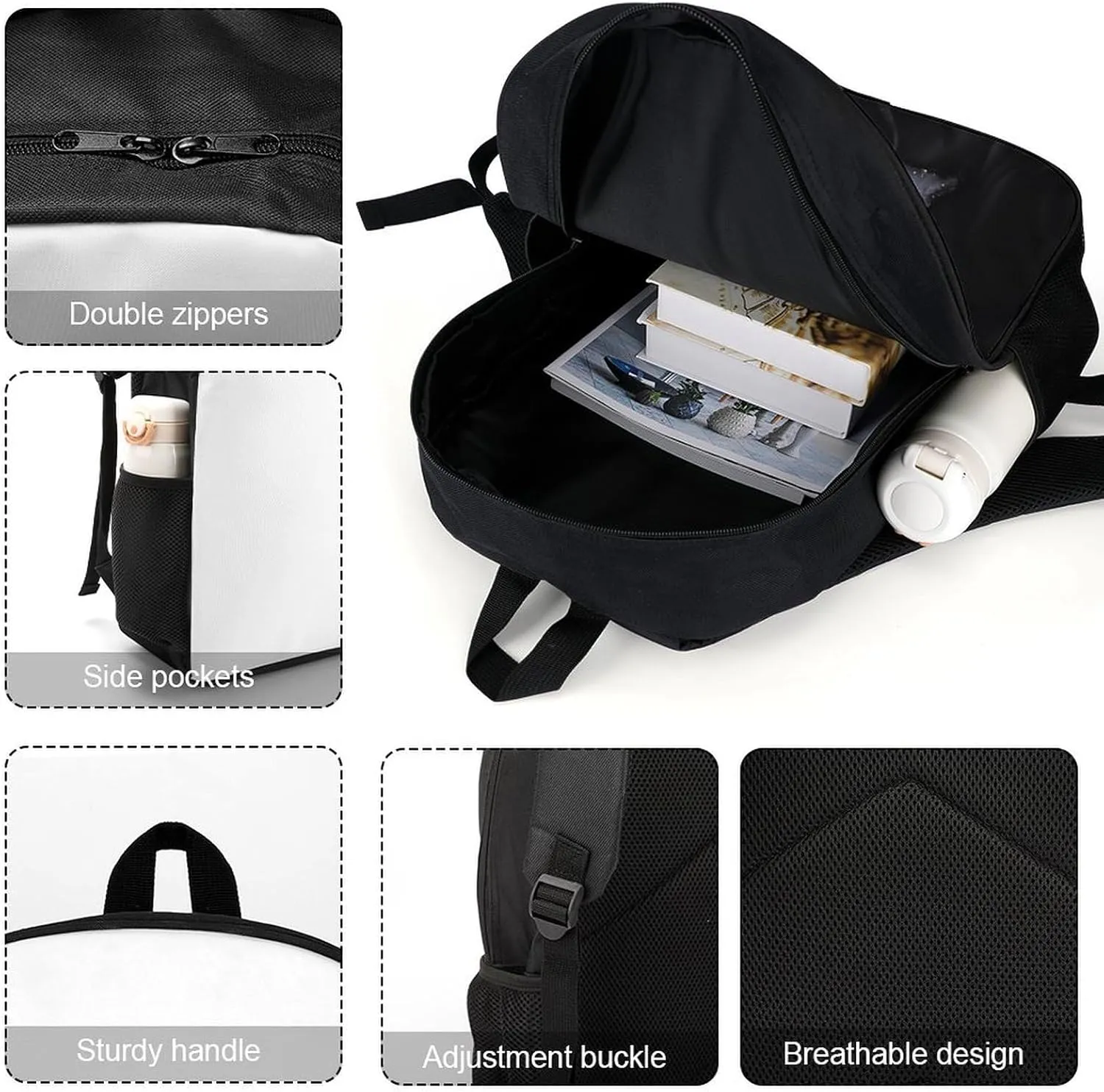 Laptop Backpack Casual Daypack Waterproof Black Rose Computer Bag Business Work Bag for Travel