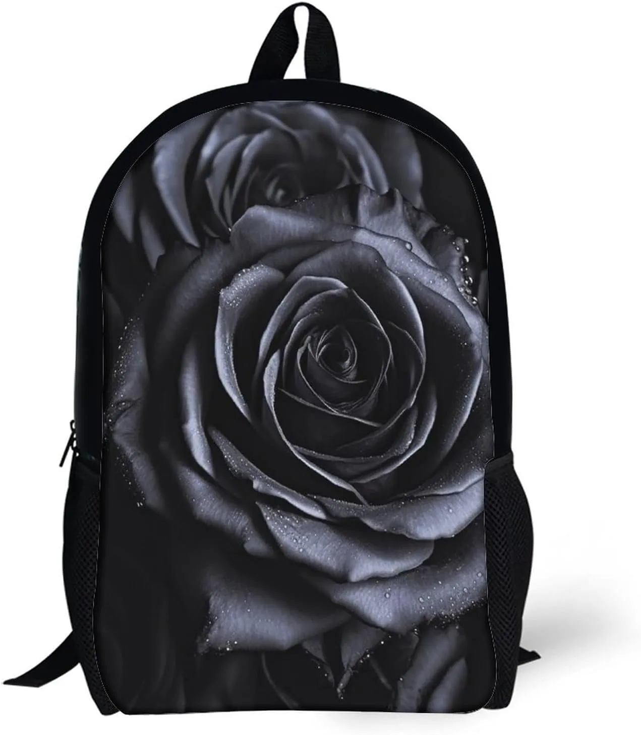 Laptop Backpack Casual Daypack Waterproof Black Rose Computer Bag Business Work Bag for Travel