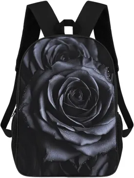 Laptop Backpack Casual Daypack Waterproof Black Rose Computer Bag Business Work Bag for Travel