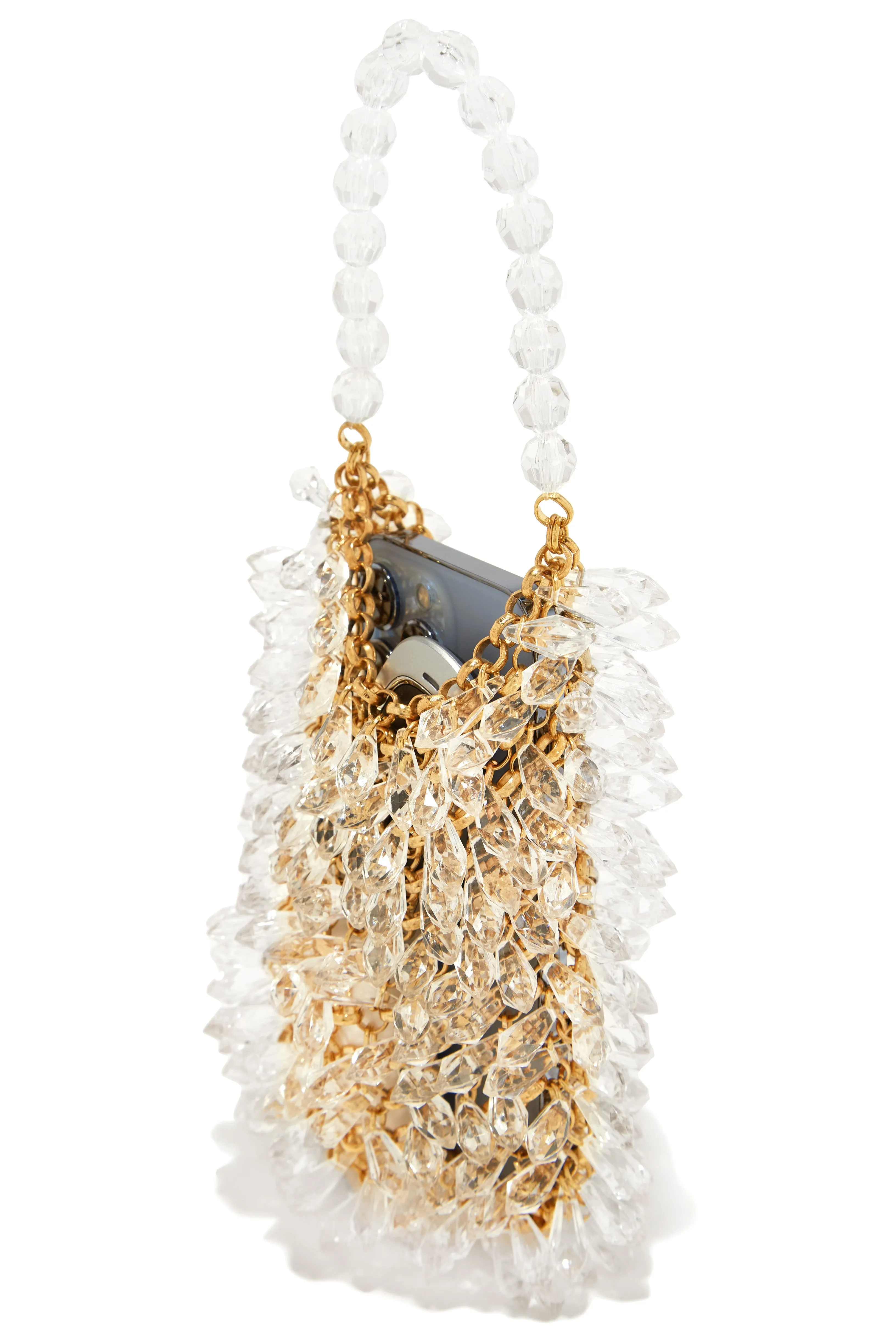 Luxe Dreaming Beaded Crossbody Handbag - Gold