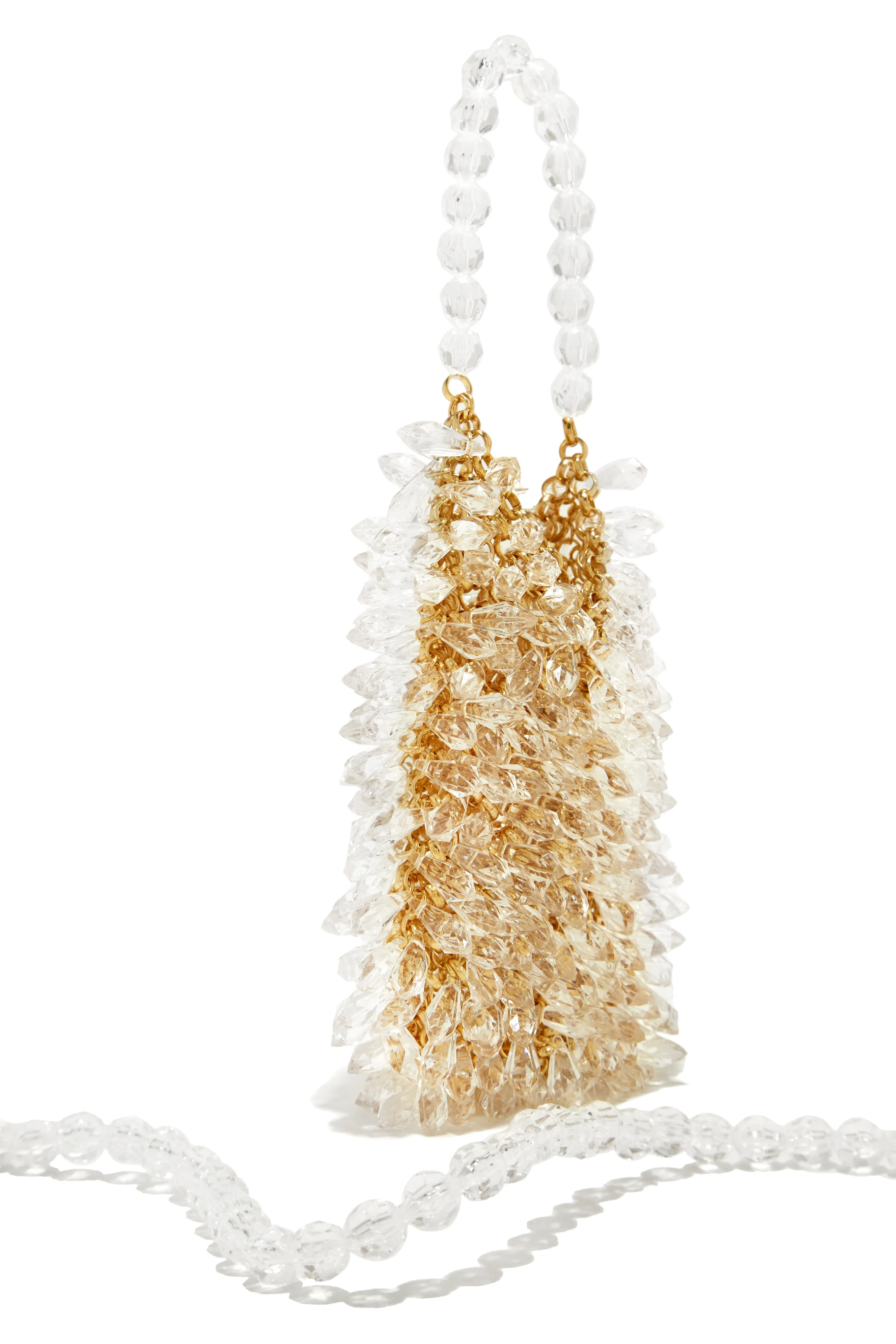 Luxe Dreaming Beaded Crossbody Handbag - Gold