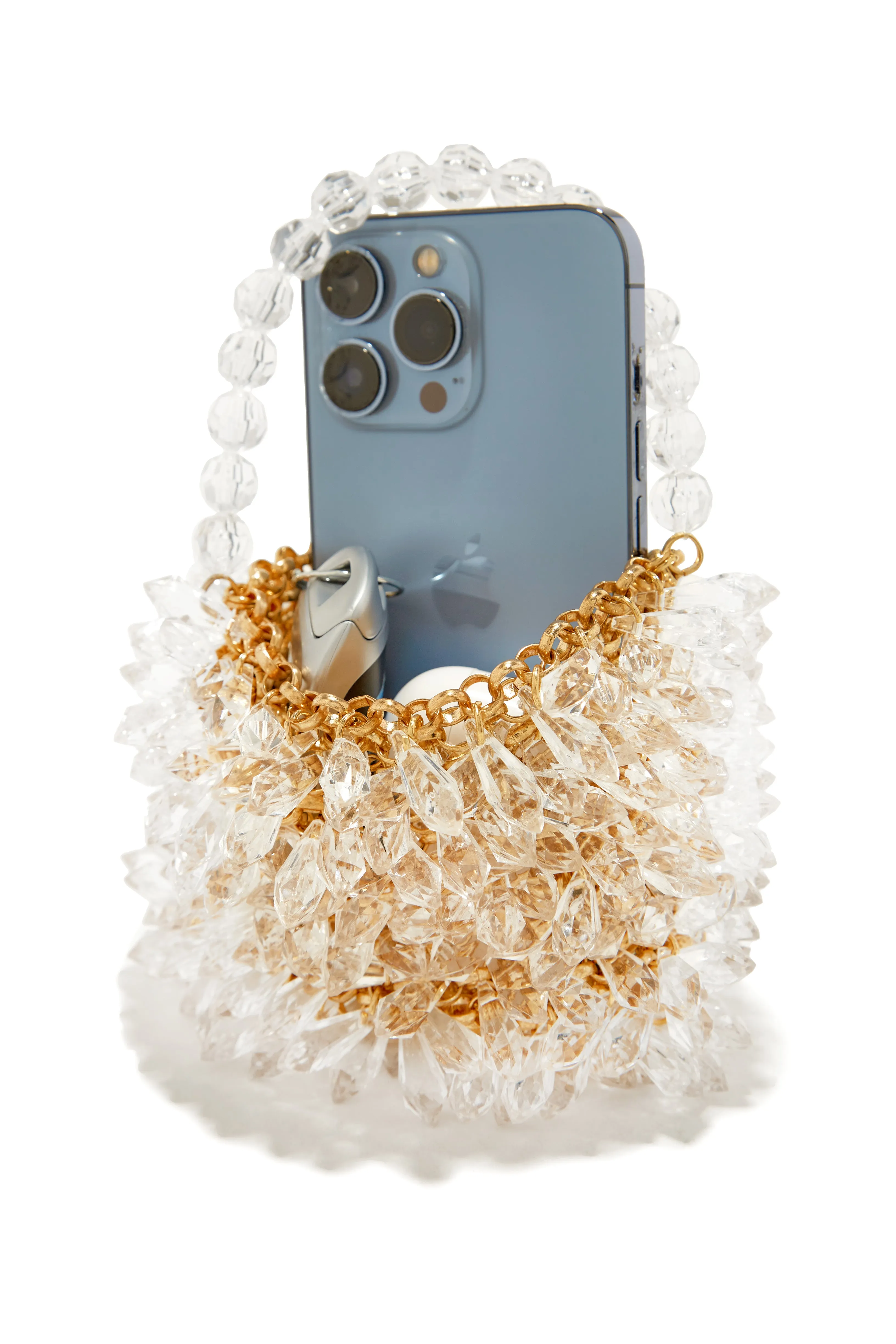 Luxe Dreaming Beaded Crossbody Handbag - Gold