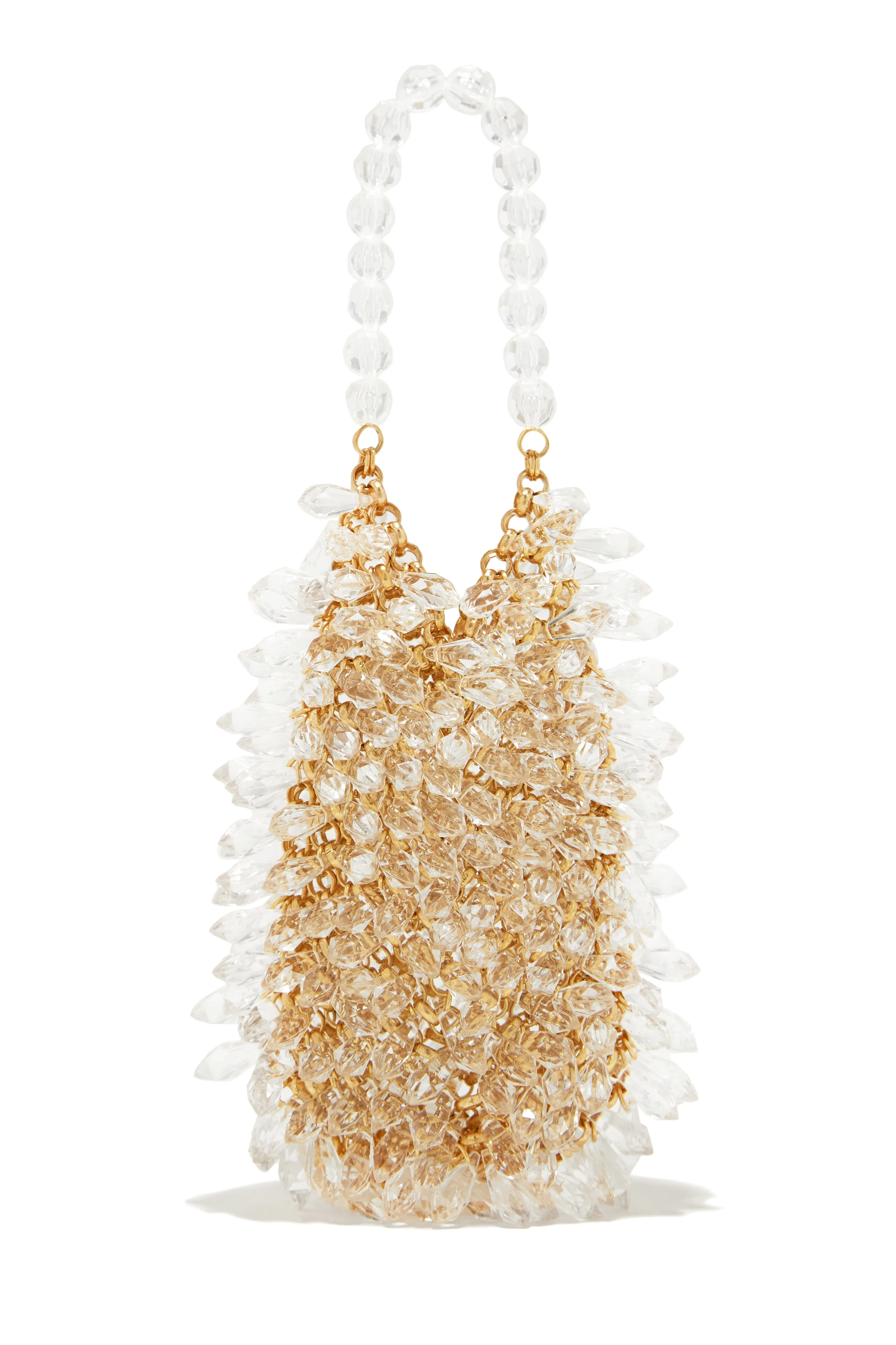 Luxe Dreaming Beaded Crossbody Handbag - Gold
