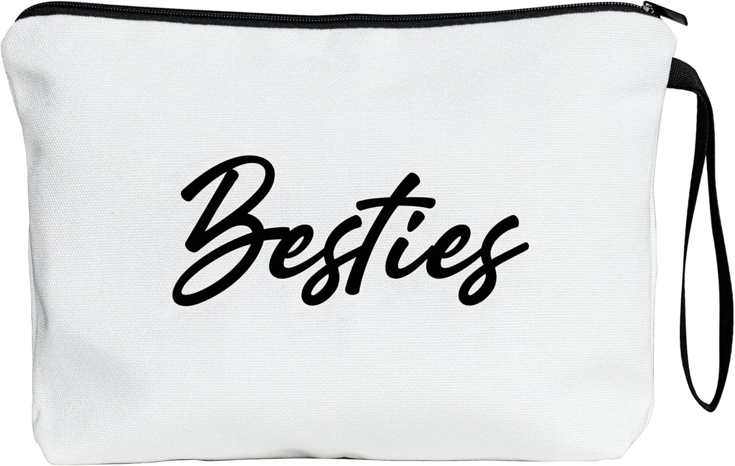 METALPHA Cute Makeup Bag for Besties Zipper Canvas Makeup Bag Besties Gift Large Pouch with Wrist Strap, Cosmetic Bags Makeup Pouch for Best Friend