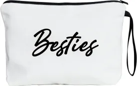 METALPHA Cute Makeup Bag for Besties Zipper Canvas Makeup Bag Besties Gift Large Pouch with Wrist Strap, Cosmetic Bags Makeup Pouch for Best Friend