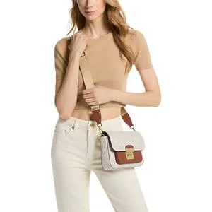 Michael Kors Sloan Editor Medium Signature Logo Messenger Bag In Vanilla 35T2GS9M2B