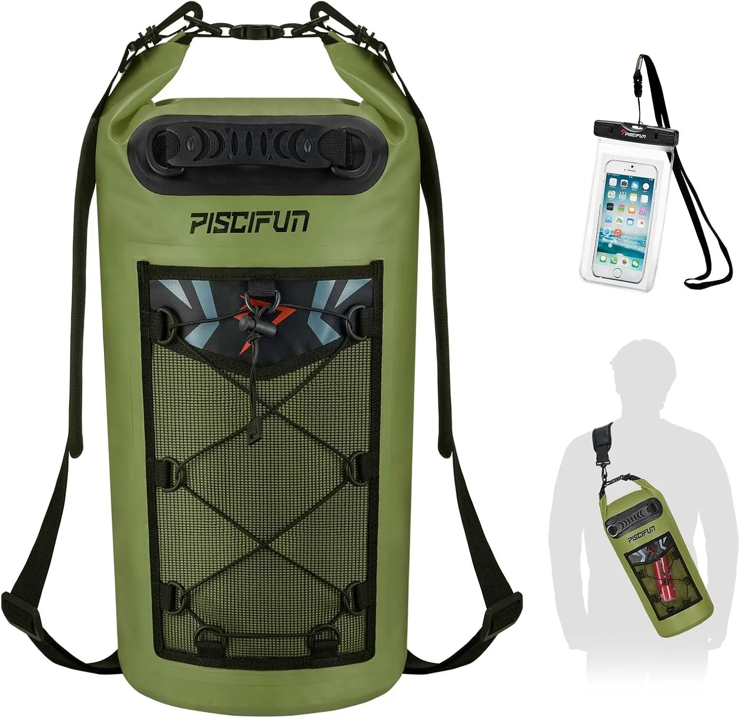 Piscifun Dry Bag, Waterproof Floating Backpack 5L/10L/20L/30L/40L with Waterproof Phone Case for Boating, Kayaking, Fishing