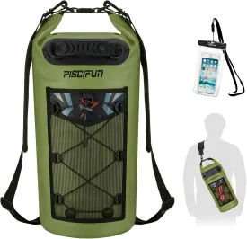 Piscifun Dry Bag, Waterproof Floating Backpack 5L/10L/20L/30L/40L with Waterproof Phone Case for Boating, Kayaking, Fishing