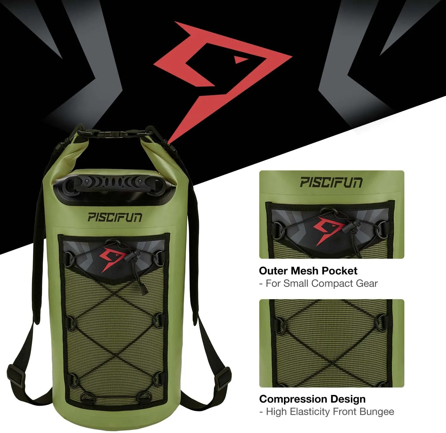 Piscifun Dry Bag, Waterproof Floating Backpack 5L/10L/20L/30L/40L with Waterproof Phone Case for Boating, Kayaking, Fishing