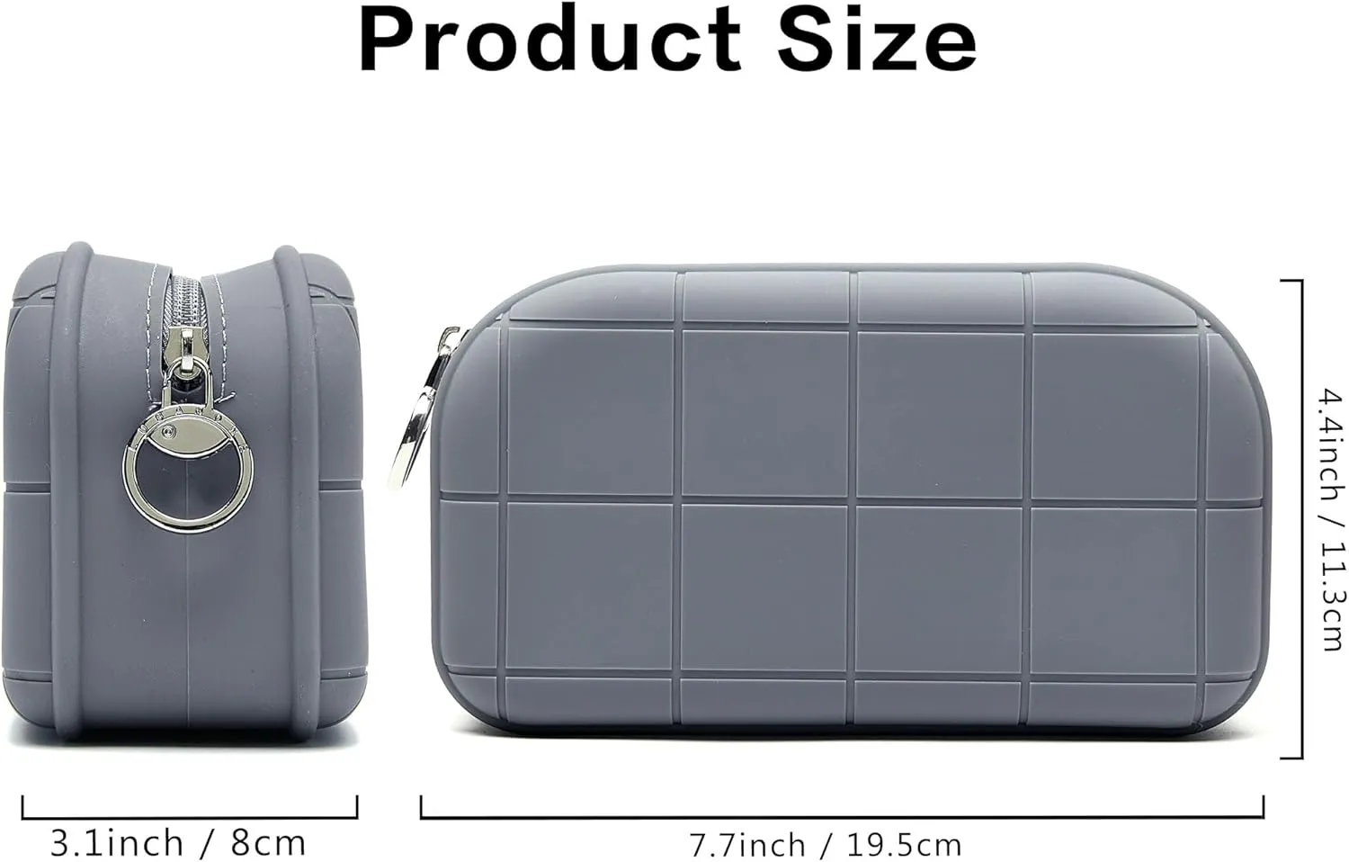 Silicone Makeup Bag Travel Cosmetic Bag Stuff Bag Makeup Pouch Cute Makeup Organizer Versatile Zipper Pouch for Women (Dark Grey)