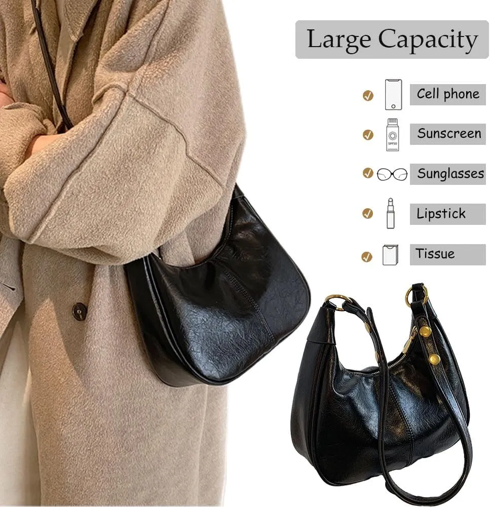 Small Hobo Bags for Women Crescent Retro Tote Handbags PU Leather Shoulder Bag 2025
